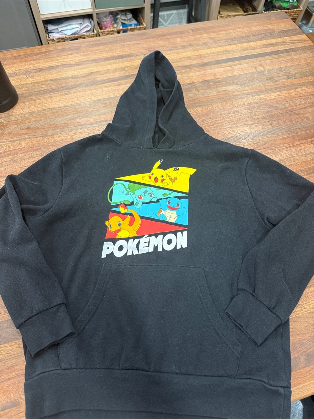 Pokemon Black Hoodie with Yellow Red Blue Green Graphic